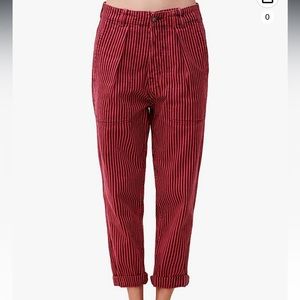 Sundry Railroad Stripe Pocket Pant in Cherry NWOT